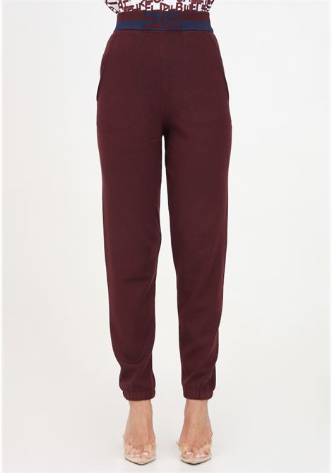 Pantalone casual bordeaux da donna con bande bicolor con logo ELISABETTA FRANCHI | KP62S46E2CN9